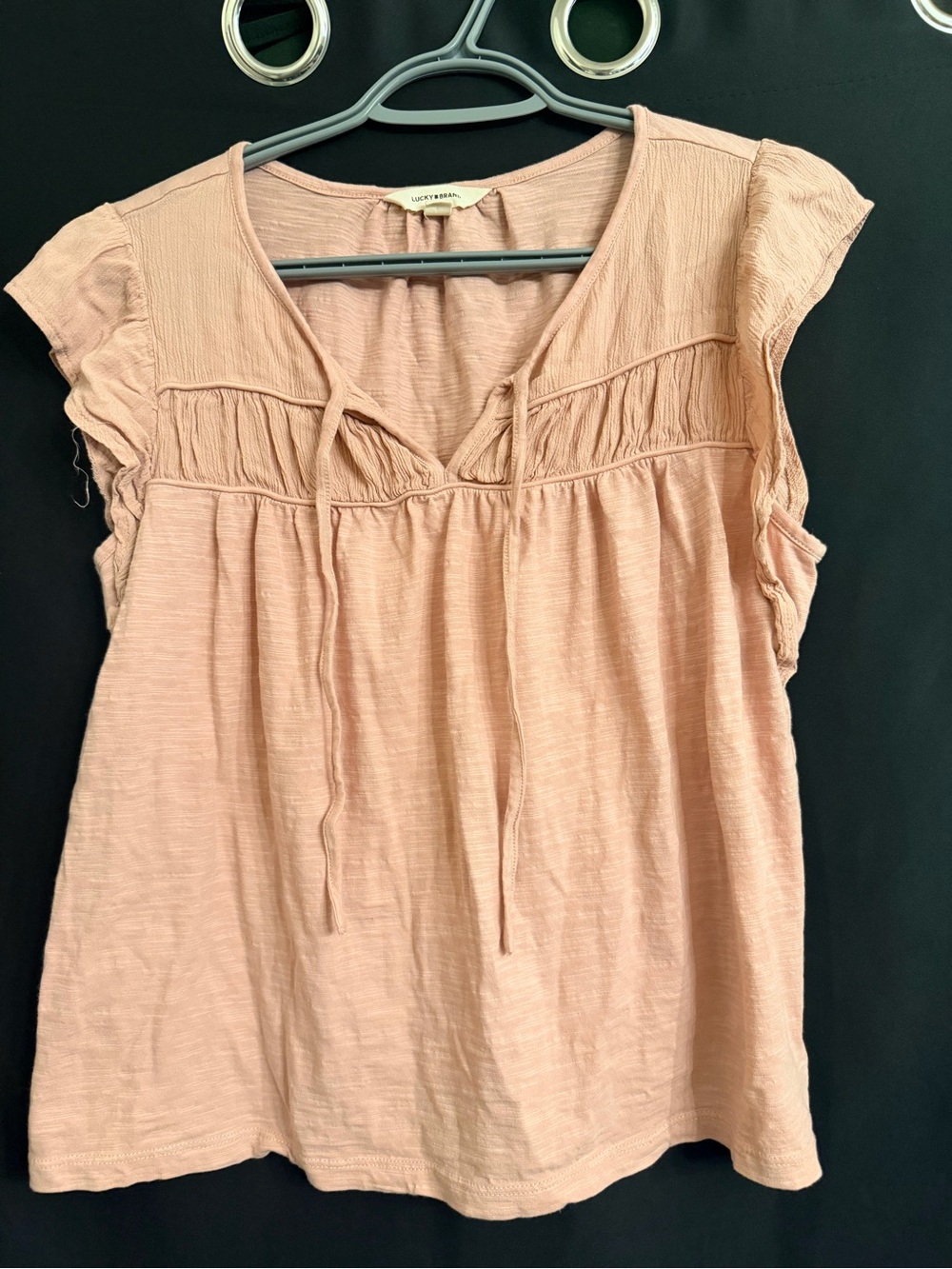 Lucky Brand Dusty Rose Tie-Front Peasant Tank Size M